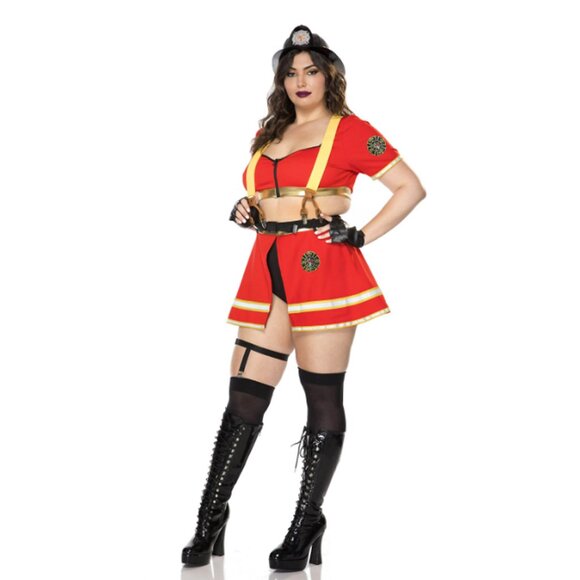 Plus Size Hot Firefighter Costume Set - Picture 1 of 2